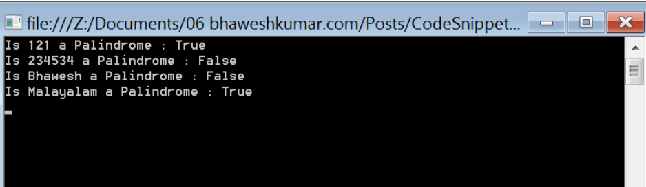 Palindrome output